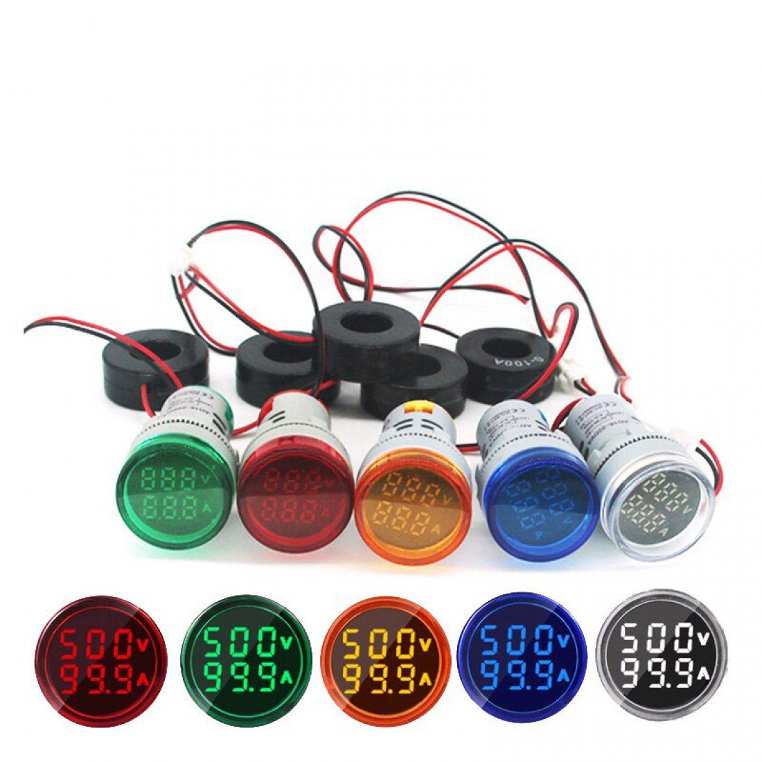 AC Voltage Current Meter, AC 60-500 V 0-100 A 20-75 Hz Frequency Meter Multifunction Energy Panel Meter LCD Digital Display Ammeter Voltmeter (Blue